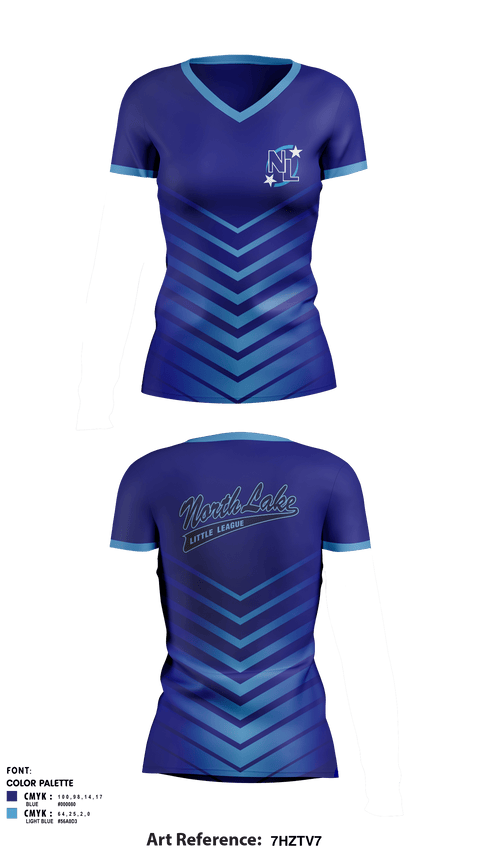 Women's Short Sleeve Vneck Shirt, North Lake Little League, Spirit Store, Teamtime, Team time, sublimation, custom sports apparel, team uniforms, spirit wear, spiritwear, sports uniforms, custom shirts, team store, custom team store, fundraiser sports, apparel fundraiser