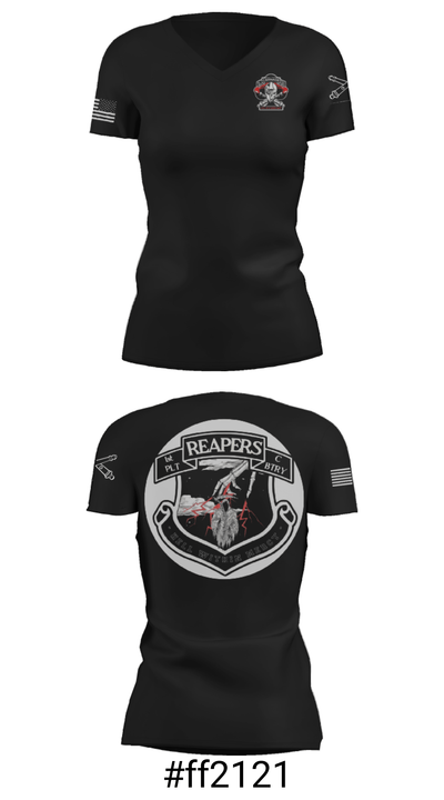 C Btry 2-32 FAR 54582520 Women's Short Sleeve V-neck Shirt - 19
