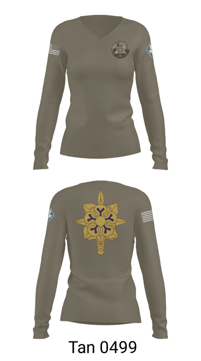 HHC, USAICOE 85471895 Women's Long Sleeve V-neck Shirt - 40