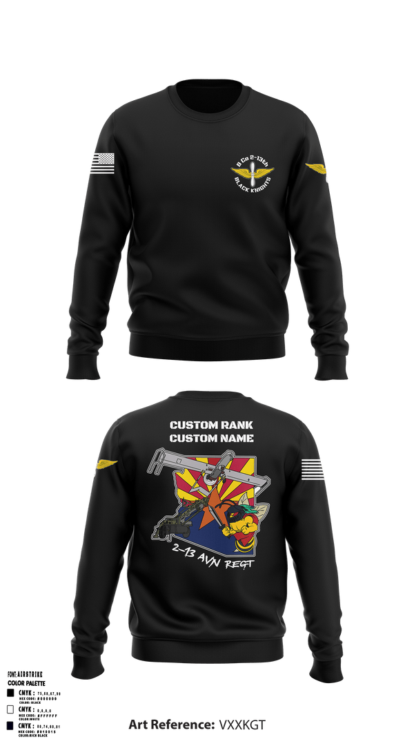 Crew Neck Sweatshirt, Bravo Company, 2-13th AVN REGT, Army, Teamtime, Team time, sublimation, custom sports apparel, team uniforms, spirit wear, spiritwear, sports uniforms, custom shirts, team store, custom team store, fundraiser sports, apparel fundraiser