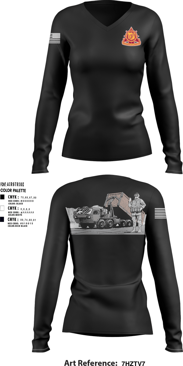 Women's Long Sleeve Vneck Shirt, 939th Transportation Company, Army, Teamtime, Team time, sublimation, custom sports apparel, team uniforms, spirit wear, spiritwear, sports uniforms, custom shirts, team store, custom team store, fundraiser sports, apparel fundraiser