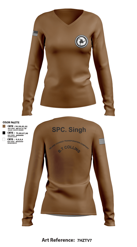 Women's Long Sleeve Vneck Shirt, 227TH ICTC, Army, Teamtime, Team time, sublimation, custom sports apparel, team uniforms, spirit wear, spiritwear, sports uniforms, custom shirts, team store, custom team store, fundraiser sports, apparel fundraiser