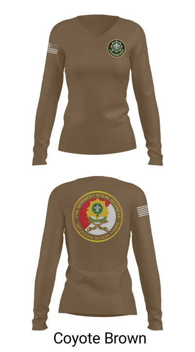 Second Armored Cavalry Regiment 2069337 Women's Long Sleeve V-neck Shirt - 38