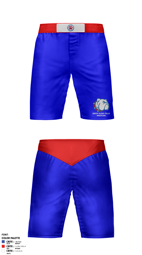 Fight Shorts, South Glens Falls Senior High School Wrestling, Wrestling, Teamtime, Team time, sublimation, custom sports apparel, team uniforms, spirit wear, spiritwear, sports uniforms, custom shirts, team store, custom team store, fundraiser sports, apparel fundraiser