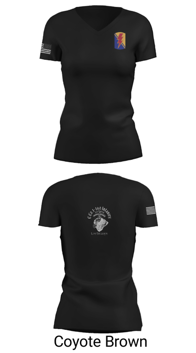 C Co. 1-160 Infantry 40456351 Women's Short Sleeve V-neck Shirt - 20