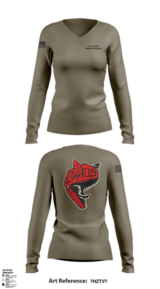 Women's Long Sleeve Vneck Shirt, , Army, Teamtime, Team time, sublimation, custom sports apparel, team uniforms, spirit wear, spiritwear, sports uniforms, custom shirts, team store, custom team store, fundraiser sports, apparel fundraiser