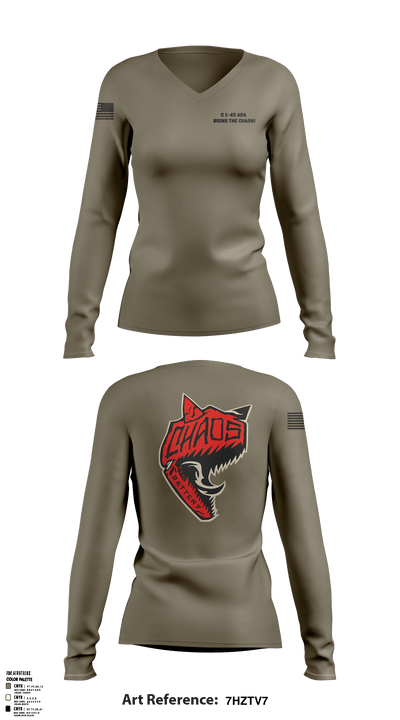 C 1-43 ADA 26758454 Women's Long Sleeve V-neck Shirt - 7
