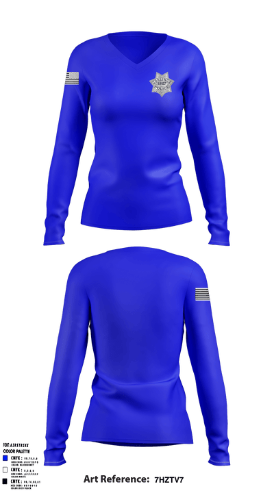 Coalinga PD 25398920 Women's Long Sleeve V-neck Shirt - 1