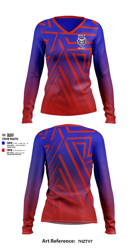 Women's Long Sleeve Vneck Shirt, Devils Rejects, Men's Lacrosse, Teamtime, Team time, sublimation, custom sports apparel, team uniforms, spirit wear, spiritwear, sports uniforms, custom shirts, team store, custom team store, fundraiser sports, apparel fundraiser