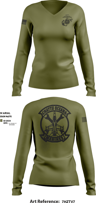 Women's Long Sleeve Vneck Shirt, , Marines, Teamtime, Team time, sublimation, custom sports apparel, team uniforms, spirit wear, spiritwear, sports uniforms, custom shirts, team store, custom team store, fundraiser sports, apparel fundraiser