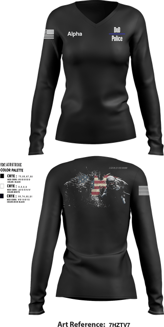 Women's Long Sleeve Vneck Shirt, DoD Police, Police, Teamtime, Team time, sublimation, custom sports apparel, team uniforms, spirit wear, spiritwear, sports uniforms, custom shirts, team store, custom team store, fundraiser sports, apparel fundraiser