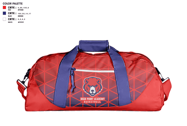 Duffle Bag, High Point Academy Basketball, Men's Basketball, Teamtime, Team time, sublimation, custom sports apparel, team uniforms, spirit wear, spiritwear, sports uniforms, custom shirts, team store, custom team store, fundraiser sports, apparel fundraiser
