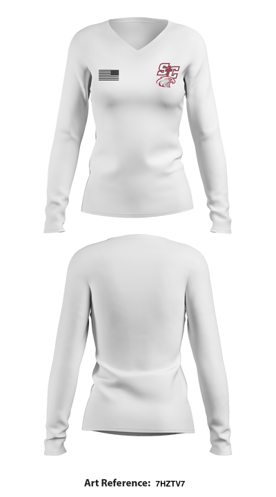 Santiam Christian School Wrestling 60304138 Women's Long Sleeve V-neck Shirt - 2