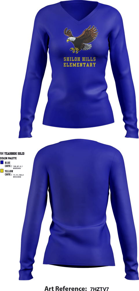 Women's Long Sleeve Vneck Shirt, Shiloh Hills Elementary, Spirit Store, Teamtime, Team time, sublimation, custom sports apparel, team uniforms, spirit wear, spiritwear, sports uniforms, custom shirts, team store, custom team store, fundraiser sports, apparel fundraiser