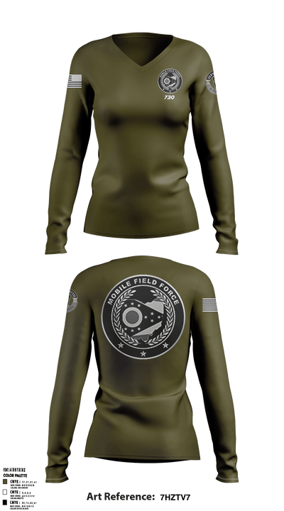 0730 74233775 Women's Long Sleeve V-neck Shirt - 51