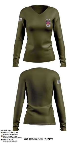 Women's Long Sleeve Vneck Shirt, , Army, Teamtime, Team time, sublimation, custom sports apparel, team uniforms, spirit wear, spiritwear, sports uniforms, custom shirts, team store, custom team store, fundraiser sports, apparel fundraiser