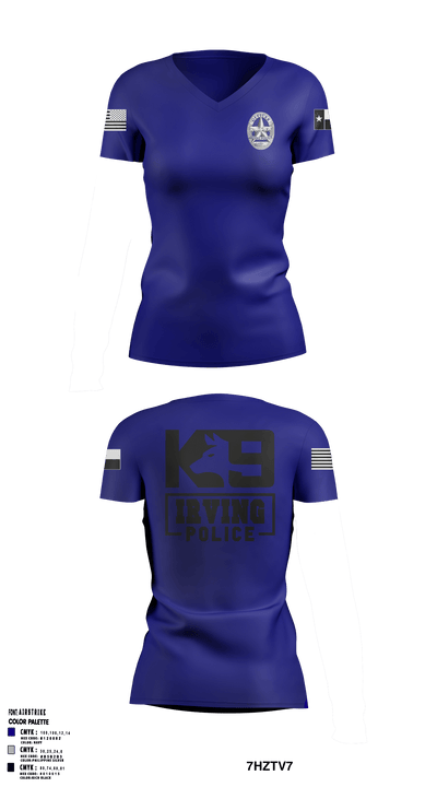 Irving Police K9 Unit 73761105 Women's Short Sleeve V-neck Shirt - 1