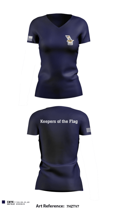 B-2 Patriots 17265313 Women's Short Sleeve V-neck Shirt - 3