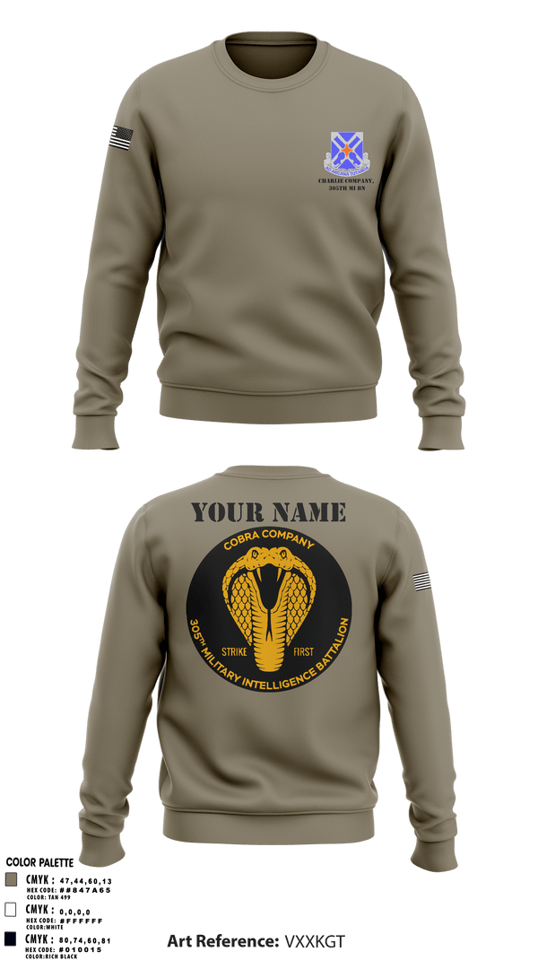 Crew Neck Sweatshirt, Charlie Company, 305th MI BN, , Teamtime, Team time, sublimation, custom sports apparel, team uniforms, spirit wear, spiritwear, sports uniforms, custom shirts, team store, custom team store, fundraiser sports, apparel fundraiser