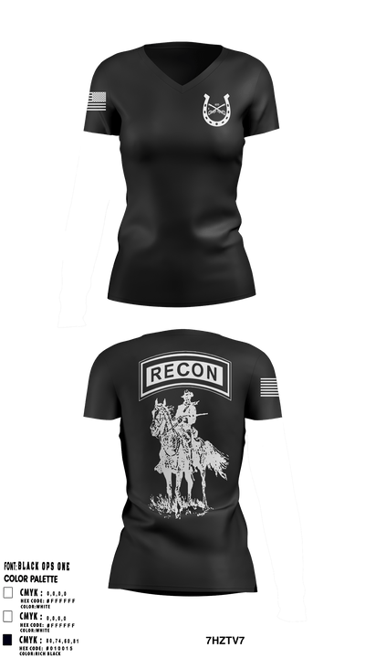 1-635th Scout Platoon 89807222 Women's Short Sleeve V-neck Shirt - 2