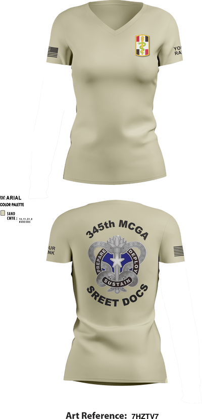 345th MCGA 98196690 Women's Short Sleeve V-neck Shirt - 5