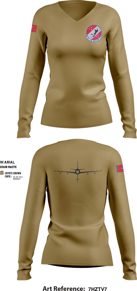 Women's Long Sleeve Vneck Shirt, 151st Air Refueling Squadron, Air Force, Teamtime, Team time, sublimation, custom sports apparel, team uniforms, spirit wear, spiritwear, sports uniforms, custom shirts, team store, custom team store, fundraiser sports, apparel fundraiser