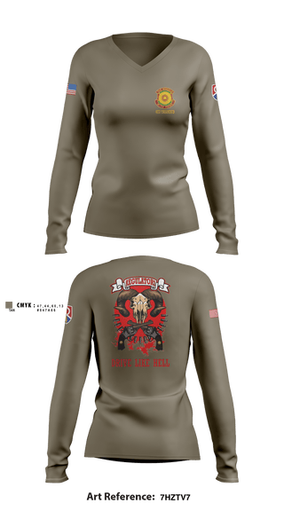 Women's Long Sleeve Vneck Shirt, , Army, Teamtime, Team time, sublimation, custom sports apparel, team uniforms, spirit wear, spiritwear, sports uniforms, custom shirts, team store, custom team store, fundraiser sports, apparel fundraiser