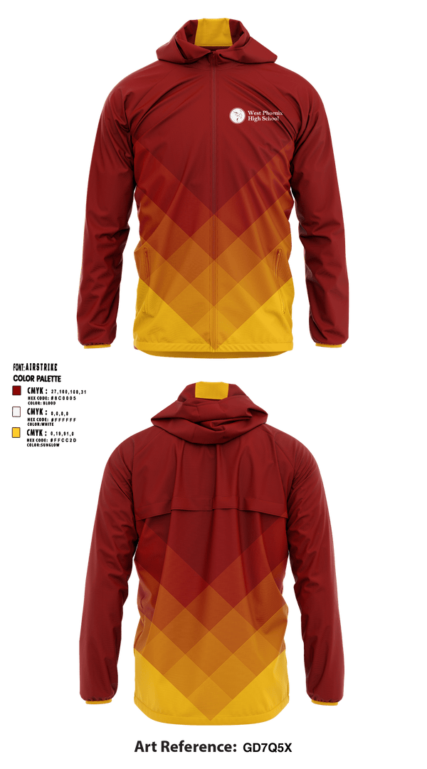 Windbreaker, West Phoenix High School, Spirit Store, Teamtime, Team time, sublimation, custom sports apparel, team uniforms, spirit wear, spiritwear, sports uniforms, custom shirts, team store, custom team store, fundraiser sports, apparel fundraiser
