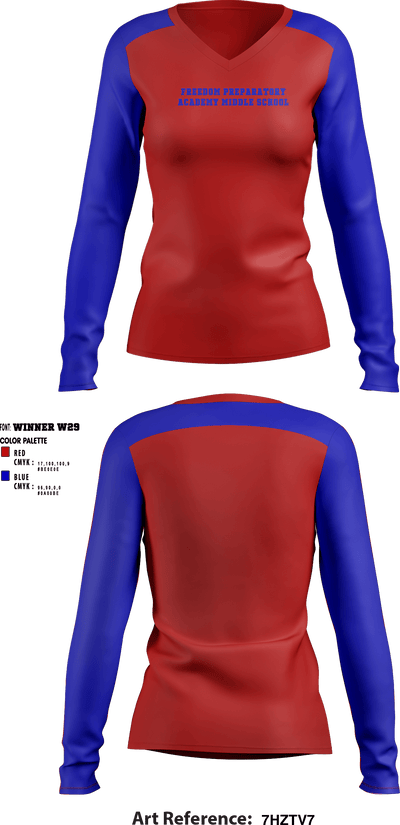 Freedom Preparatory Academy Middle School 25976672 Women's Long Sleeve V-neck Shirt - 1