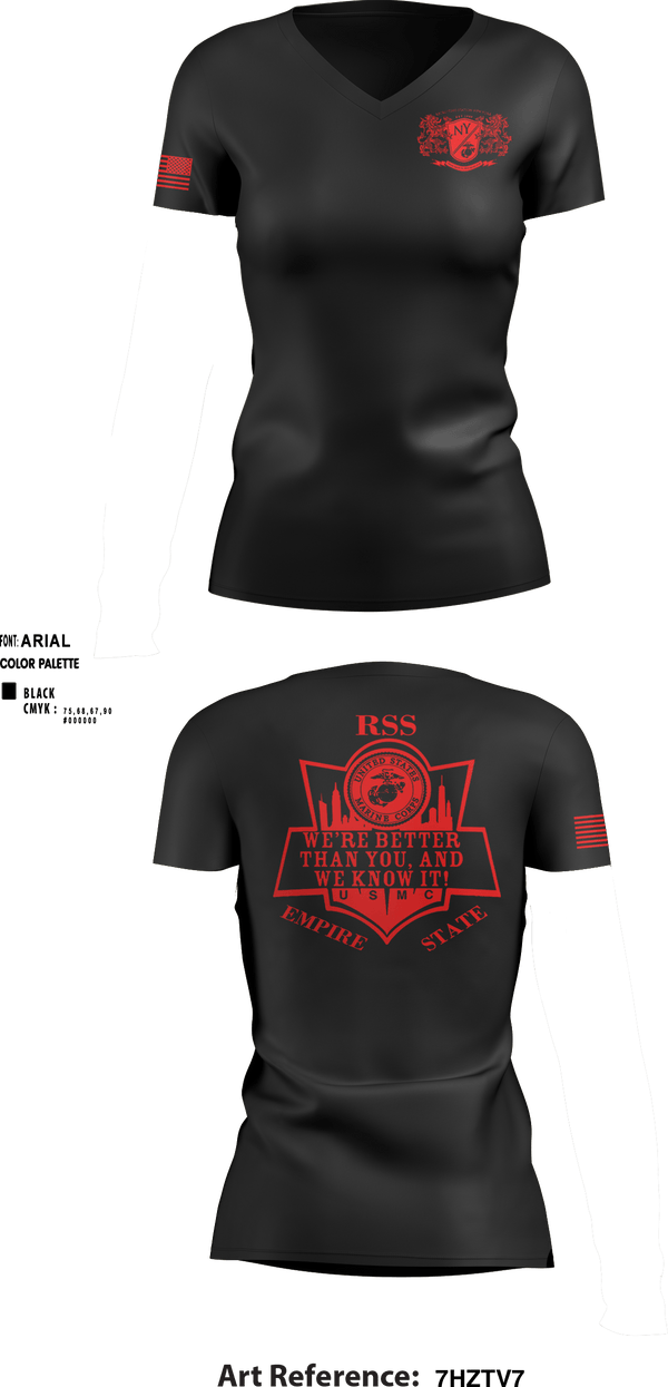 Women's Short Sleeve Vneck Shirt, RSS EMPIRE STATE, Marines, Teamtime, Team time, sublimation, custom sports apparel, team uniforms, spirit wear, spiritwear, sports uniforms, custom shirts, team store, custom team store, fundraiser sports, apparel fundraiser