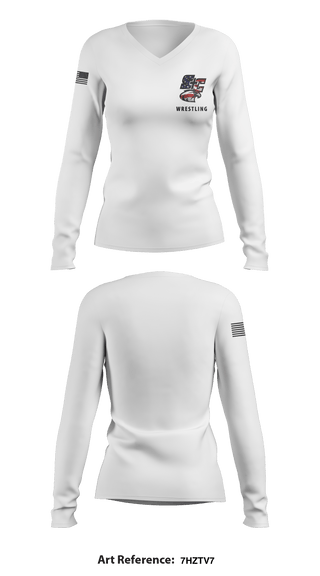 Women's Long Sleeve Vneck Shirt, Santiam Christian School Wrestling, Wrestling, Teamtime, Team time, sublimation, custom sports apparel, team uniforms, spirit wear, spiritwear, sports uniforms, custom shirts, team store, custom team store, fundraiser sports, apparel fundraiser