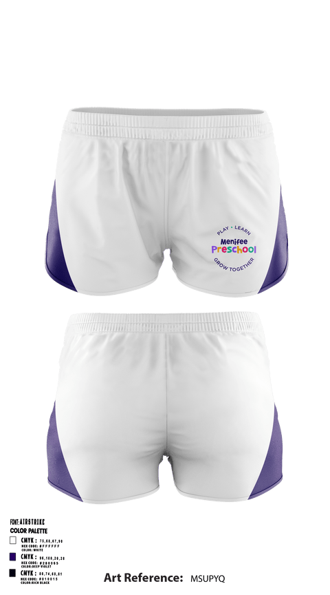 Women's Shorts, Menifee Preschool, Spirit Store, Teamtime, Team time, sublimation, custom sports apparel, team uniforms, spirit wear, spiritwear, sports uniforms, custom shirts, team store, custom team store, fundraiser sports, apparel fundraiser