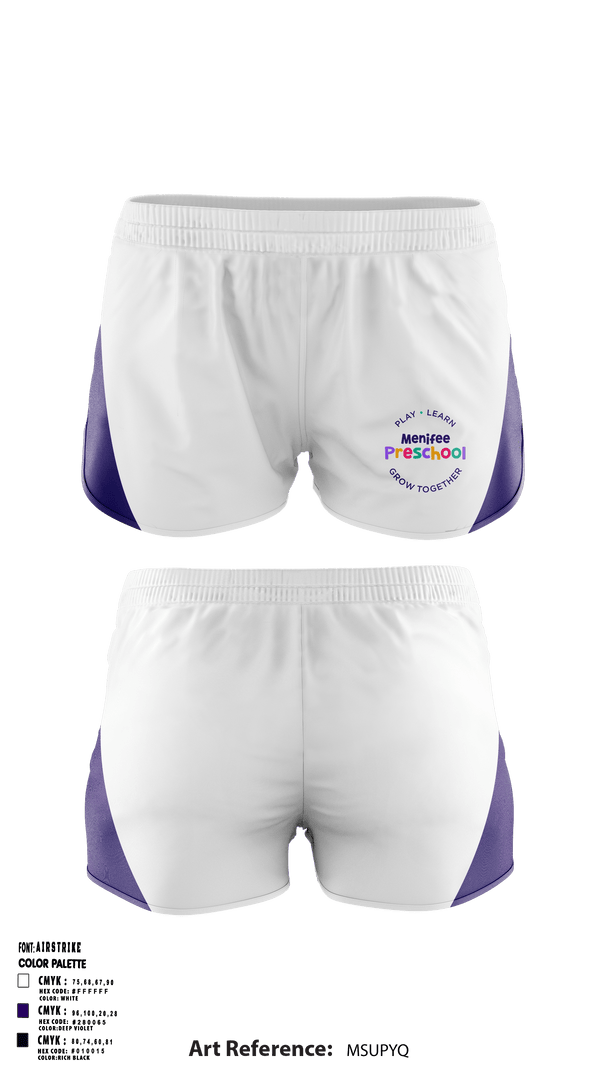 Women's Shorts, Menifee Preschool, Spirit Store, Teamtime, Team time, sublimation, custom sports apparel, team uniforms, spirit wear, spiritwear, sports uniforms, custom shirts, team store, custom team store, fundraiser sports, apparel fundraiser
