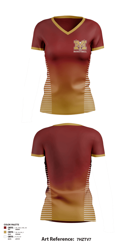 Women's Short Sleeve Vneck Shirt, Marion High School Basketball, Women's Basketball, Teamtime, Team time, sublimation, custom sports apparel, team uniforms, spirit wear, spiritwear, sports uniforms, custom shirts, team store, custom team store, fundraiser sports, apparel fundraiser