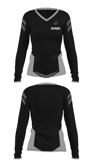 Women's Long Sleeve Vneck Shirt, Divers, Football, Teamtime, Team time, sublimation, custom sports apparel, team uniforms, spirit wear, spiritwear, sports uniforms, custom shirts, team store, custom team store, fundraiser sports, apparel fundraiser