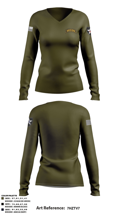 Recon 75963239 Women's Long Sleeve V-neck Shirt - 1