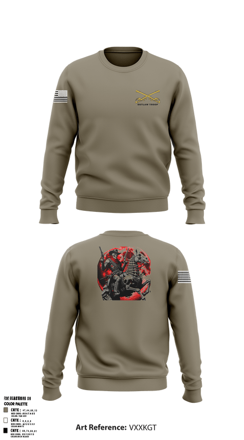 Crew Neck Sweatshirt, Outlaw troop, Army, Teamtime, Team time, sublimation, custom sports apparel, team uniforms, spirit wear, spiritwear, sports uniforms, custom shirts, team store, custom team store, fundraiser sports, apparel fundraiser