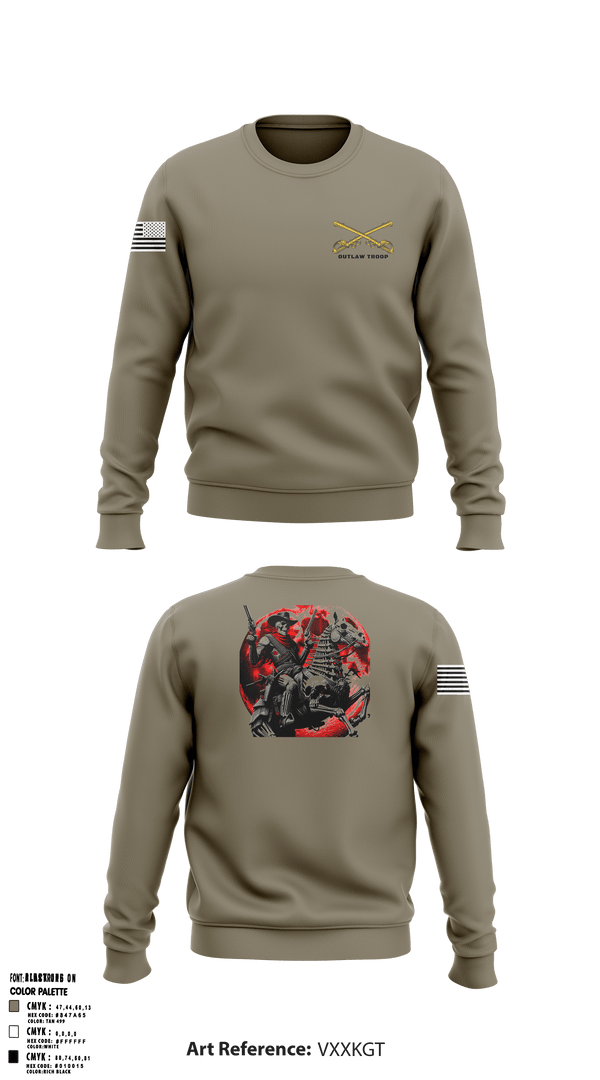 Crew Neck Sweatshirt, Outlaw troop, Army, Teamtime, Team time, sublimation, custom sports apparel, team uniforms, spirit wear, spiritwear, sports uniforms, custom shirts, team store, custom team store, fundraiser sports, apparel fundraiser