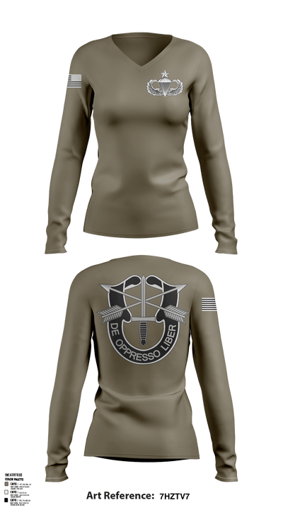 7th Special Forces Group (A) 47338567 Women's Long Sleeve V-neck Shirt - 1