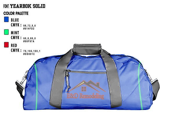 Duffle Bag, E&D Remodeling and Siding LLC, , Teamtime, Team time, sublimation, custom sports apparel, team uniforms, spirit wear, spiritwear, sports uniforms, custom shirts, team store, custom team store, fundraiser sports, apparel fundraiser