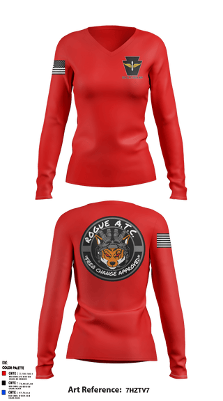 Women's Long Sleeve Vneck Shirt, , National Guard, Teamtime, Team time, sublimation, custom sports apparel, team uniforms, spirit wear, spiritwear, sports uniforms, custom shirts, team store, custom team store, fundraiser sports, apparel fundraiser