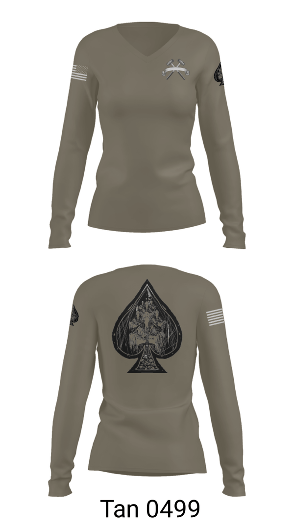 Women's Long Sleeve Vneck Shirt, , Army, Teamtime, Team time, sublimation, custom sports apparel, team uniforms, spirit wear, spiritwear, sports uniforms, custom shirts, team store, custom team store, fundraiser sports, apparel fundraiser