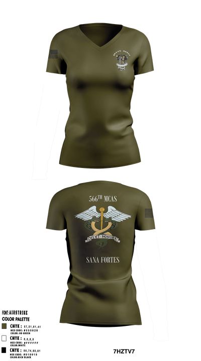 566th MCAS- Army 77440363 Women's Short Sleeve V-neck Shirt - 55