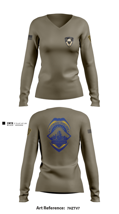 Tucson Police Department Operations Division Midtown Community Response Team 20336638 Women's Long Sleeve V-neck Shirt - 2
