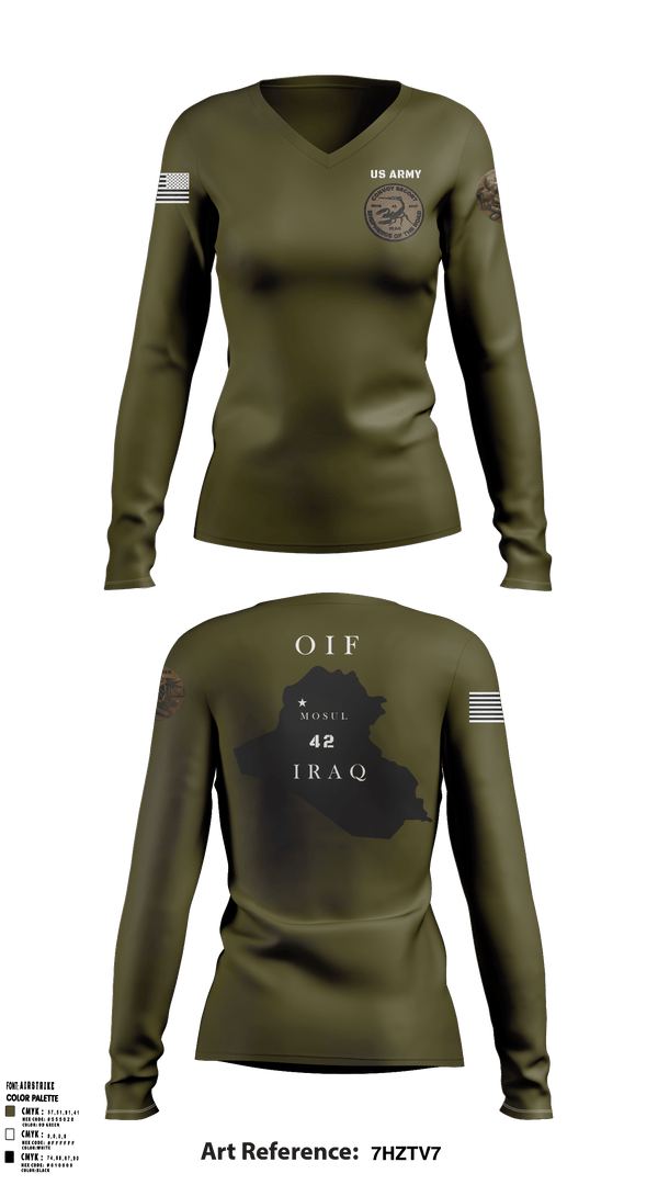 Women's Long Sleeve Vneck Shirt, , Army, Teamtime, Team time, sublimation, custom sports apparel, team uniforms, spirit wear, spiritwear, sports uniforms, custom shirts, team store, custom team store, fundraiser sports, apparel fundraiser