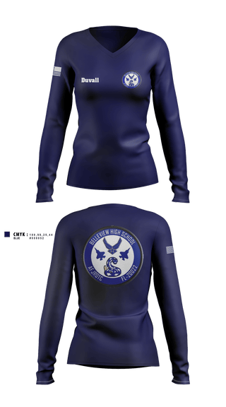 Women's Long Sleeve Vneck Shirt, Foxtrot, Air Force, Teamtime, Team time, sublimation, custom sports apparel, team uniforms, spirit wear, spiritwear, sports uniforms, custom shirts, team store, custom team store, fundraiser sports, apparel fundraiser