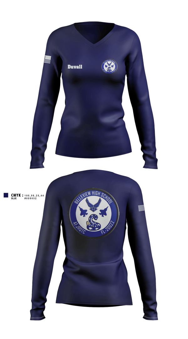 Women's Long Sleeve Vneck Shirt, Foxtrot, Air Force, Teamtime, Team time, sublimation, custom sports apparel, team uniforms, spirit wear, spiritwear, sports uniforms, custom shirts, team store, custom team store, fundraiser sports, apparel fundraiser
