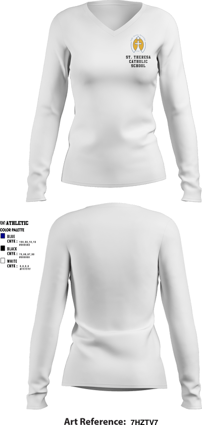 St. Theresa Catholic School 5103712 Women's Long Sleeve V-neck Shirt - 3