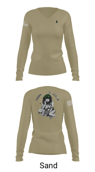Women's Long Sleeve Vneck Shirt, , Army, Teamtime, Team time, sublimation, custom sports apparel, team uniforms, spirit wear, spiritwear, sports uniforms, custom shirts, team store, custom team store, fundraiser sports, apparel fundraiser