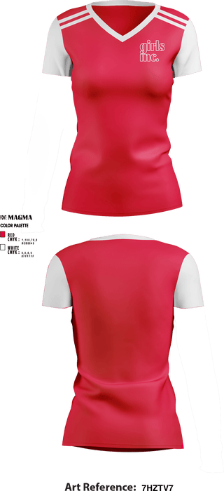 Women's Short Sleeve Vneck Shirt, Girls Inc. Camp, Spirit Store, Teamtime, Team time, sublimation, custom sports apparel, team uniforms, spirit wear, spiritwear, sports uniforms, custom shirts, team store, custom team store, fundraiser sports, apparel fundraiser
